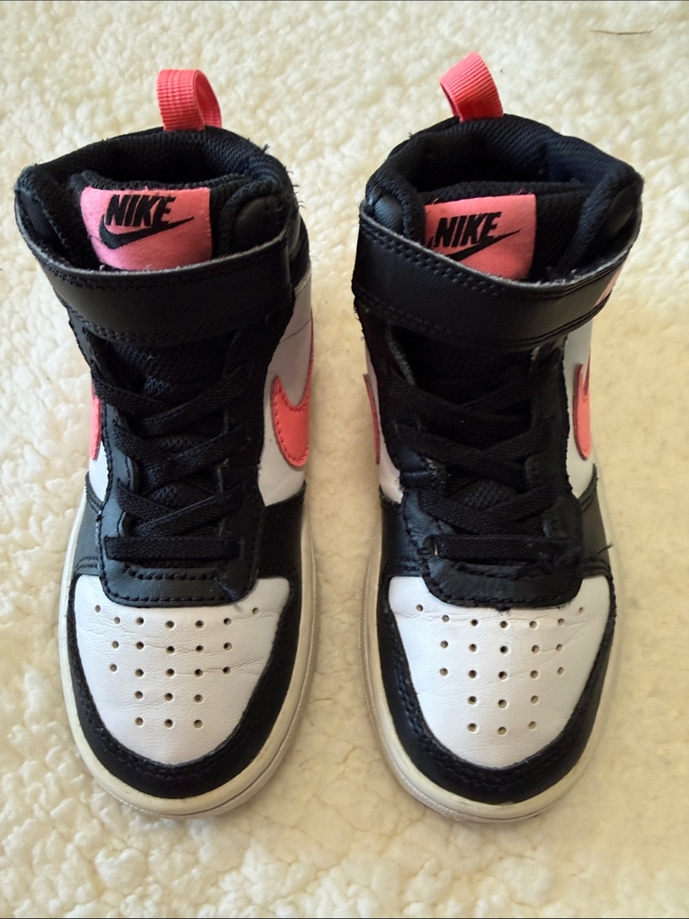 Nike Kids High-Top Sneakers in Black, White & Pink
